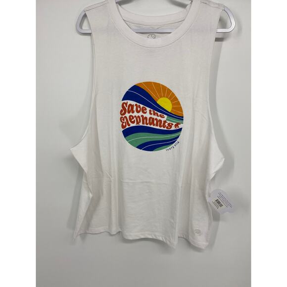 Ivory Ella Save the Elephants Womens White Tank Top Shirt NEW Size Medium - Picture 8 of 9